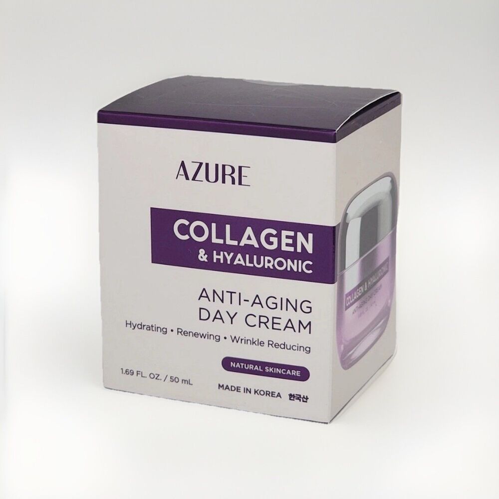 AZURE Collagen & Hyaluronic Anti-Aging Day Cream 1.69 fl.oz Wrinkle Reducing New